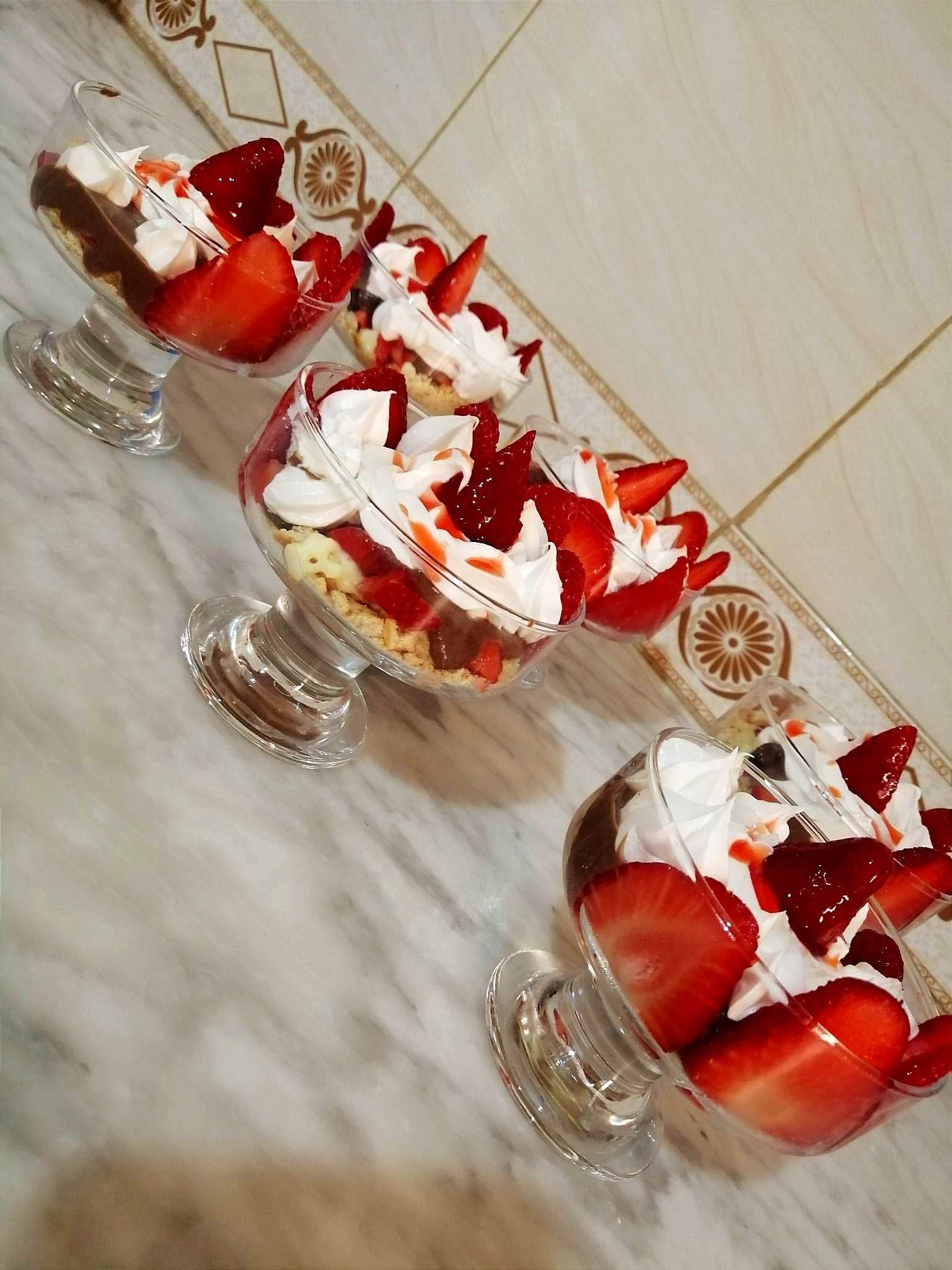 Strawberry Topped Greek Yogurt Style Cheesecakes.