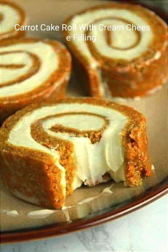 Carrot Cake-Roll With Cream Cheese Filiing