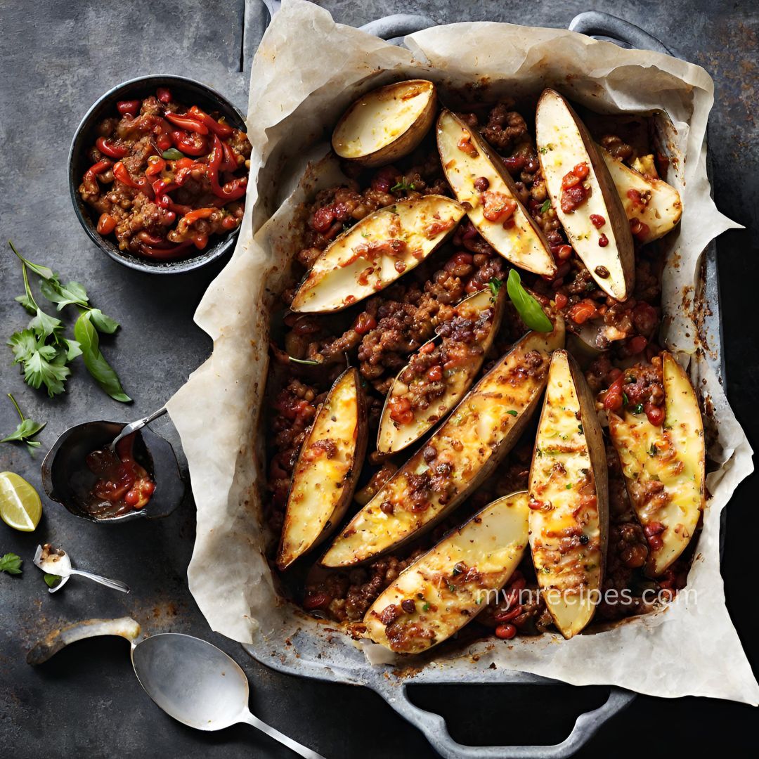 Spicy Potato wedges with Beef Chili Craving a flavorful and satisfying meal that's quick to prepare and easy on your wallet?Here is this wonderful recipe. Spicy Potato wedges with Beef Chili This recipe packs a punch of flavor and satisfaction without breaking the bank, clocking in at just 6 syns per serving. Perfect for a weeknight dinner or a fun sharing platter with friends, it whips up in under 1.5 hours, leaving you plenty of time to relax and enjoy. Why you'll love this recipe: Packed with Flavor: The chili boasts a delicious blend of spices and fresh ingredients, gives good flavour. Quick & Easy: Ready in under 80 minutes, perfect for weeknights. Low in Syns: With just 6 syns per serving, you can indulge without guilt. Customizable: Adjust the spice level to your preference and add your favorite toppings. About Time: Prep Time: 20 mins Cook Time: 50 mins Total Time: 1 hour 10 mins Yield: Serves 2 1½ Syns per serving Ingredients: For the Wedges: 2 large baking potatoes, cut into wedges Low-calorie cooking spray Seasoning of your choice (e.g., salt, pepper, paprika) For the Chili: 250g lean ground meat (beef, turkey, or chicken) 1 onion, chopped 1 bell pepper, deseeded and chopped 1 (400g) can chopped tomatoes 1 tsp ground cumin 2 tsp fajita seasoning (check label for syns) 1 tsp paprika 2 fresh tomatoes, roughly chopped 80g reduced-fat cheese, shredded Fresh jalapeños, finely chopped (optional) Instructions: Preheat oven to 200°C (400°F). Toss potato wedges with cooking spray and seasoning. Arrange on a baking sheet and bake for 50 minutes, flipping halfway through, until golden and crispy. While the wedges bake, cook the chili: Heat a pan over medium-high heat. Brown the ground meat, then add onions and cook until softened. Add the bell pepper and cook for a few minutes. Stir in canned tomatoes, cumin, fajita seasoning, paprika, and black pepper. Simmer for 15-20 minutes, or until thickened. Stir in fresh tomatoes and remove from heat. Preheat grill to high. Transfer wedges to an ovenproof dish, top with chili, cheese, and jalapeños (if using). Grill for 8-10 minutes, or until cheese is melted and bubbly. Serve immediately and enjoy! Tips: Experiment with different herbs and spices in the chili to personalize the flavor. Use low-fat sour cream, salsa, or guacamole for additional toppings without adding syns. Add other vegetables to the chili, such as corn, beans, or zucchini. Leftover chili can be stored in an airtight container in the refrigerator for up to 3 days.
